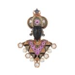 Nardi Gem-Set Blackamoor Brooch