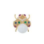 Pearl, Diamond and Gemstone "Ladybug" Pin