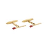 Pair of Vintage Gold and Enamel "Cigar" Cufflinks