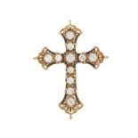 Diamond Cross Pendant/Brooch