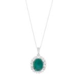 Emerald and Diamond Pendant with Chain