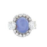 Star Sapphire and Diamond Ring