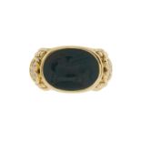 Judith Ripka Bloodstone and Diamond Intaglio Ring