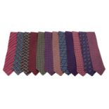 Twelve Hermes Silk Neckties