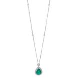 Emerald and Diamond Pendant with Chain