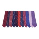 Eleven Hermes Silk Neckties