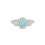 Paraiba Tourmaline and Diamond Ring