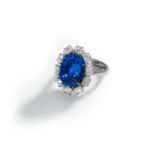 Rare Natural Ceylon Sapphire and Diamond Ring