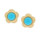 Pair of Turquoise "Flower" Earrings