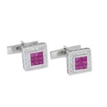 Fine Pair of Ruby and Diamond Cufflinks