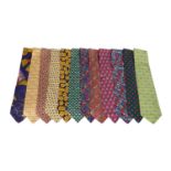 Twelve Hermes Silk Neckties