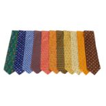 Eleven Ferragamo, Bulgari and Gucci Silk Neckties