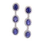 Pair of Sapphire and Diamond Earrings