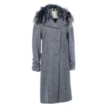 Carolina Herrera Blue Tweed Coat