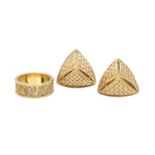 Stuart Golder Woven Gold Earrings and Ring