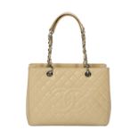 Chanel Beige Caviar Leather Grand Shopping Tote