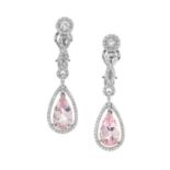 Pair of Morganite and Diamond Earrings