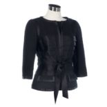 Chanel Black Satin and Boucle Zippered Jacket