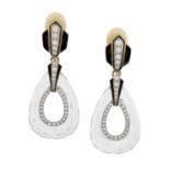 David Webb Rock Crystal and Diamond Earrings