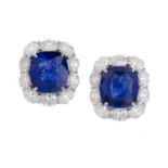 Pair of Stunning Sapphire and Diamond Earrings