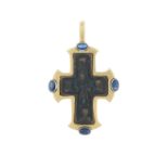 Byzantine Cross in Gold and Sapphire Mounting