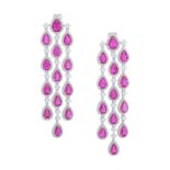 Pair of Ruby and Diamond Earrings