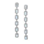 Pair of Aquamarine and Diamond Earrings