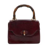 Vintage Gucci Burgundy Crocodile Handbag