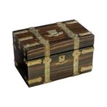 English Zebrawood and Brass Tea Caddy