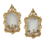 Pair of Italian Rococo Giltwood Sconces