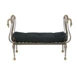Neoclassical-Style Iron and Brass-Mounted Bench