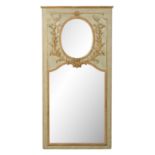 Unusual French Parcel-Giltwood Trumeau Mirror