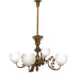 Gilt-Brass Four-Light Gasolier