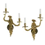 Pair of Polished Bronze Sconces