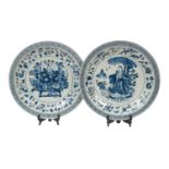 Pair of Large Chinese Blue and White Chargers