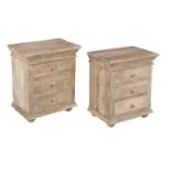 Pair of Contemporary Mango Wood Side Cabinets