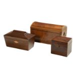 Three English Mahogany Tea Caddies