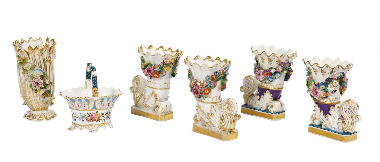 Six Jacob Petit Paris Porcelain Miniature Objects - Image 2 of 3