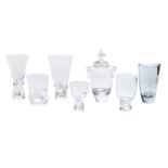 Collection of Seven Steuben Crystal Vases