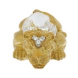 David Webb Rock Crystal "Lion" Brooch/Pendant