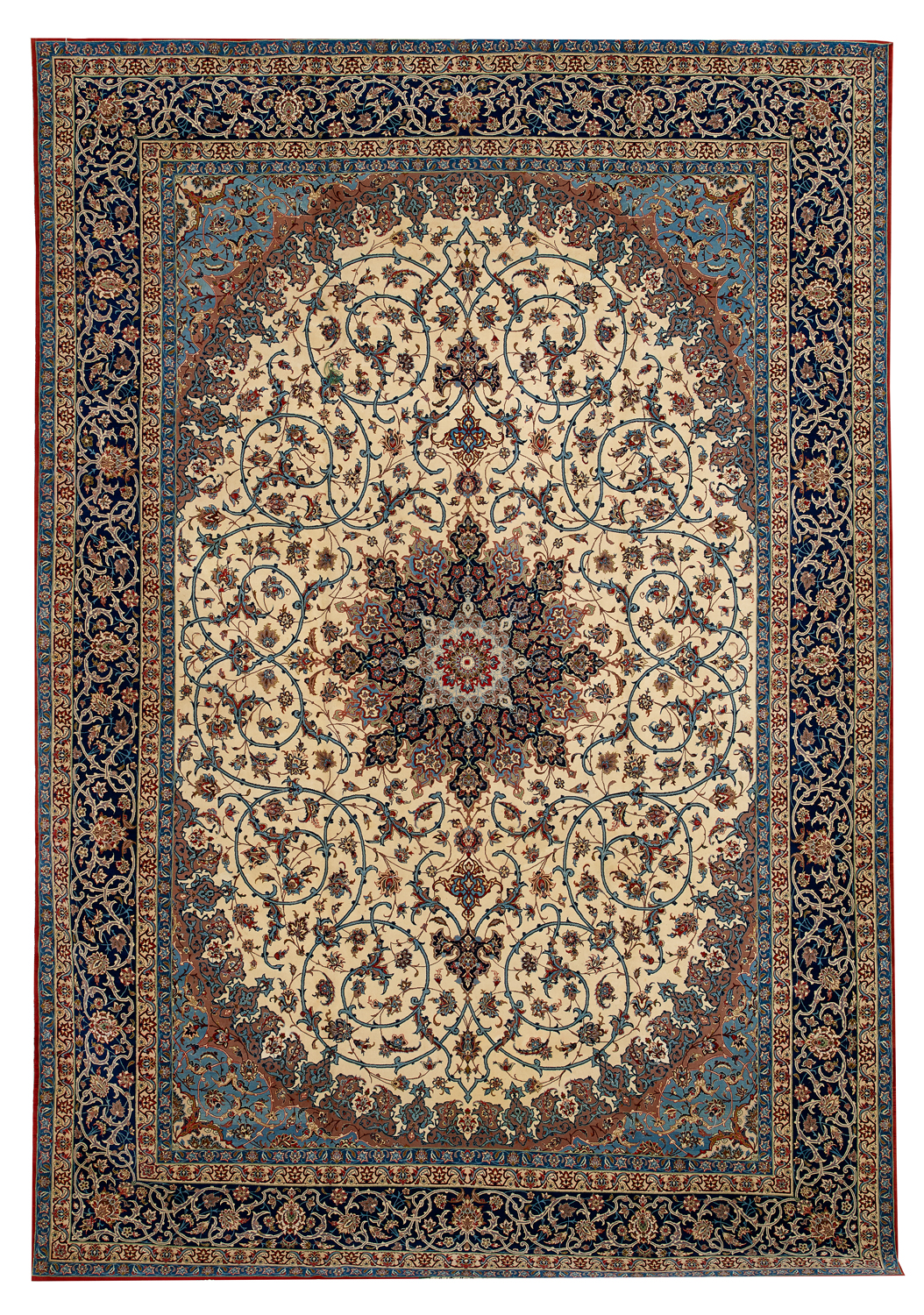 Signed Isfahan Silk and Wool Carpet