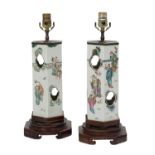 Pair of Chinese Famille Rose Porcelain Hat Stands