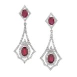 Pair of Ruby and Diamond Earrings