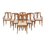 Eight Neoclassical-Style Fruitwood Dining Chairs