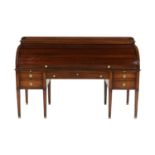 Large Mahogany Cylinder Roll Executive Desk