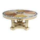 Large Italian Polychromed and Marble-Top Table