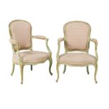 Pair of Louis XV-Style Parcel-Gilt Fauteuils