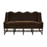 William and Mary Walnut Wingback Sofa