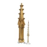 Two Continental Carved Wooden Gothic Finials