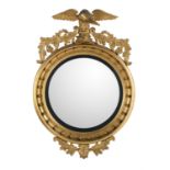 Eagle-Mounted Giltwood Girandole Mirror